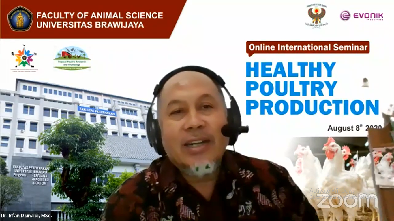 Dr. Irfan H. Djunaidi as one of the speakers in the Online Seminar of Healthy Poultry Production