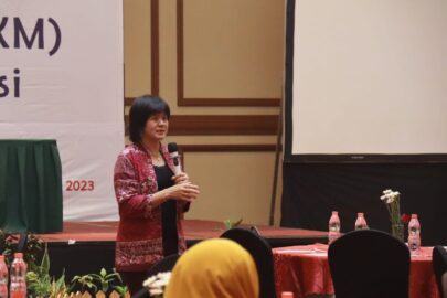 Narasumber: Dra.Megawati Santoso, Ph.D dari ITB, saat memberikan materi Workshop Implementasi MBKM Akademik dan Vokasi di Lingkungan UB